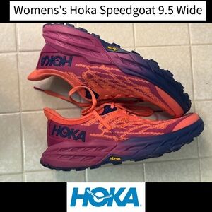 Hoka One One Speedgoat 5 9.5 Wide W Women’s EUC Trail Running Shoes Vibram 9.5D